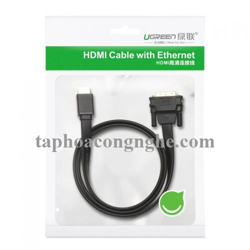 Ugreen 30138 5M màu Đen Cáp chuyển đổi HDMI sang DVI 24 + 1 thuần đồng cáp dẹt HD106 30030138